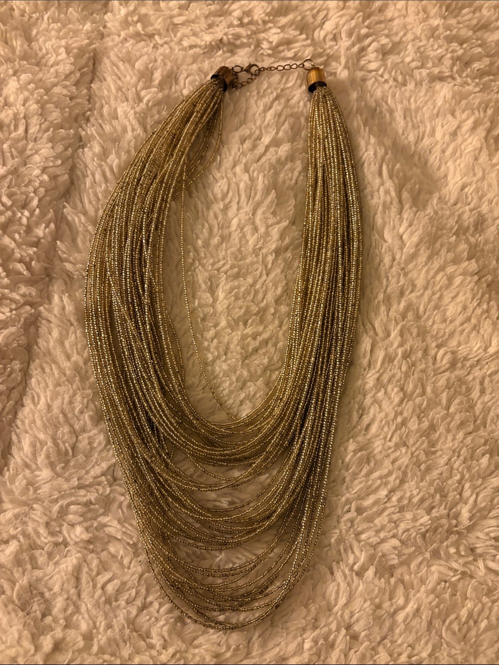 Multi-Strand Gold Beaded Statement Necklace